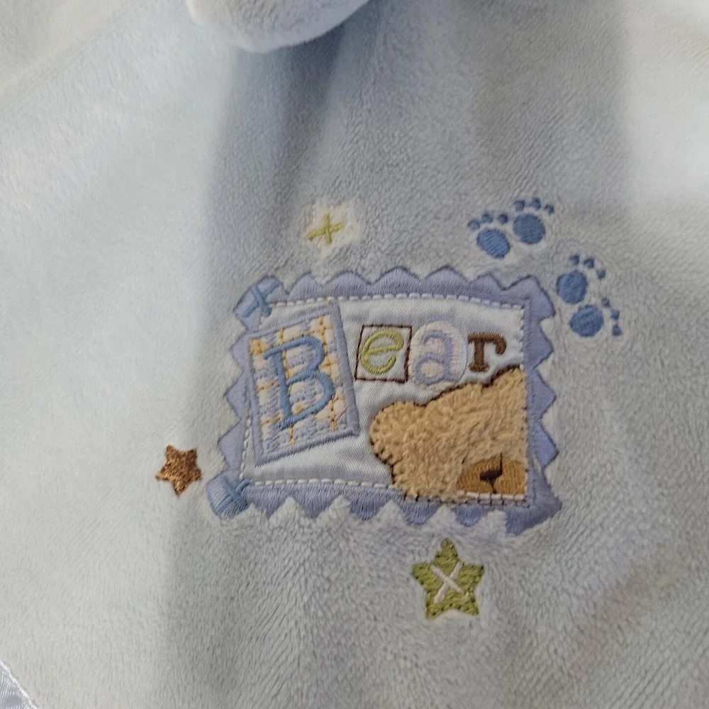 Baby Starters Blue Bear Plush Security Baby Blanket Rattle Lovey Carry Along